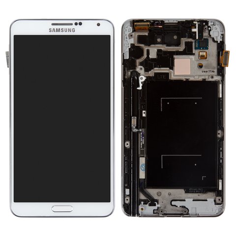 Дисплей для Samsung N900 Note 3, N9000 Note 3, белый, с рамкой, Оригинал переклеено стекло 