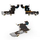 Шлейф для iPhone 6S, конектора навушників, конектора зарядки, чорний, з мікрофоном, з компонентами