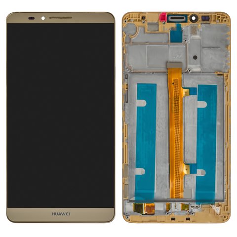 Дисплей для Huawei Ascend Mate 7, золотистий, логотип Huawei, з рамкою, JAZZ L09