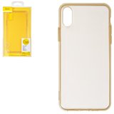 Чохол Baseus для iPhone XS, золотистий, прозорий, силікон, #ARAPIPH58-B0V