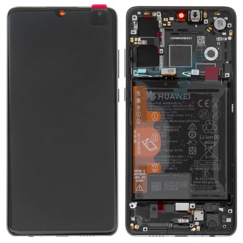 Дисплей для Huawei P30, чорний, з рамкою, з акумулятором, Original PRC , used