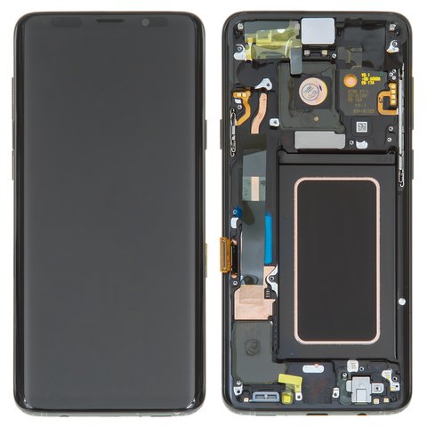 Дисплей для Samsung G965 Galaxy S9 Plus, чорний, з рамкою, Original, сервісне опаковання, midnight black, #GH97 21691A GH97 21692A