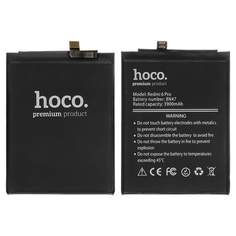 Аккумулятор Hoco BN47 для Xiaomi Mi A2 Lite, Redmi 6 Pro, Li Polymer, 3,85 B, 4000 мАч, M1805D1SG