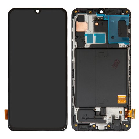 Дисплей для Samsung A405 Galaxy A40, чорний, з рамкою, Оригінал переклеєне скло 