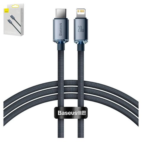 USB кабель Baseus Crystal Shine Series, USB тип C, Lightning, 120 см, 20 Вт, чорний, #CAJY000201