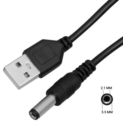 Кабель живлення для медіаконвертерів, USB тип A, DC, 5В 1А, d 5,5 мм, d 2,1 мм