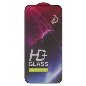 Защитное стекло All Spares для Apple iPhone 15 Plus, iPhone 16 Plus, совместимо с чехлом, Full Glue, черный