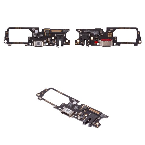 Шлейф для Oppo A52, A72, A92, коннектора наушников, коннектора зарядки, с микрофоном, High Copy, плата зарядки