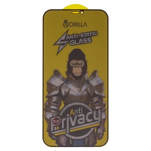 Защитное стекло Gorilla для Apple iPhone 12 Pro Max, совместимо с чехлом, Full Glue, Anti Static, Anti Peeping, черный