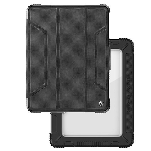 Funda Nillkin Bumper iPad Leather Cover puede usarse con Apple iPad Pro 11 2018, negro, transparente, resistente a golpes, libro, con estampado, plástico, #6902048171213