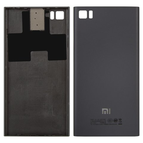 Housing Back Cover compatible with Xiaomi Mi 3, black, with SIM card holder, with side button, TD SCDMA 