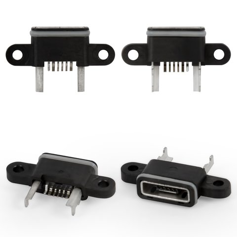 Charge Connector compatible with Xiaomi Mi 4, 6 pin, black, micro USB type B 