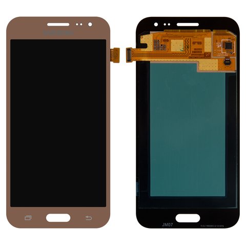 LCD compatible with Samsung J200 Galaxy J2, golden, without frame, Original PRC , original glass 