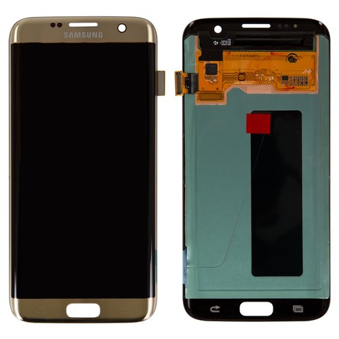 Дисплей для Samsung G935 Galaxy S7 EDGE, золотистый, без рамки, Оригинал переклеено стекло 