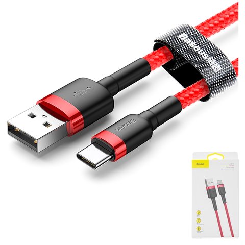 USB Cable Baseus Cafule, USB type A, USB type C, 100 cm, 3 A, red  #CATKLF B09