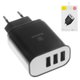 Mains Charger Baseus NRT-DY035, (12 W, 220 V, (USB connector 5V 1A), (2 USB outputs 5V 2.4A), black, with LCD) #CCALL-BH01