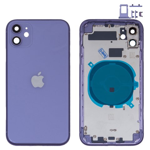 Carcasa puede usarse con iPhone 11, morado, con botones laterales,  con sujetador de tarjeta SIM