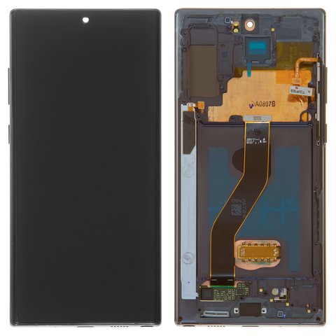 LCD compatible with Samsung N975F Galaxy Note 10 Plus, black, with frame, original change glass 