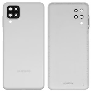 Panel trasero de carcasa puede usarse con Samsung A125F Galaxy A12, blanco, con vidrio de cámara, con botones laterales