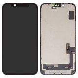 Pantalla LCD puede usarse con iPhone 14, negro, con marco, AAA, (TFT)