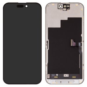 Pantalla LCD puede usarse con iPhone 15 Pro, negro, con marco, vidrio reemplazado