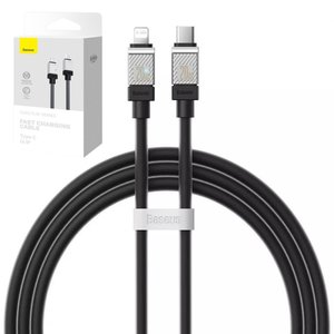 USB кабель Baseus Coolplay Series, USB тип C, Lightning, 100 см, 20 Вт, черный, силиконовый, #CAKW000001