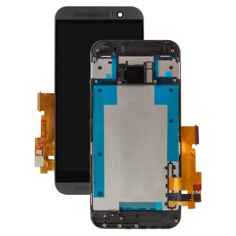 LCD compatible with HTC One M9, black, with frame 