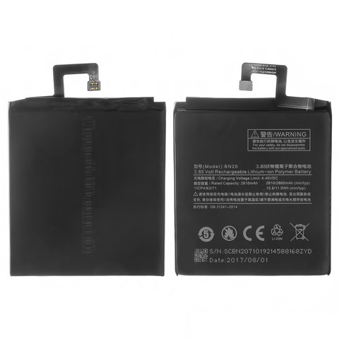 Battery BN20 compatible with Xiaomi Mi 5C, Li ion, 3.85 V, 2860 mAh, Original PRC  