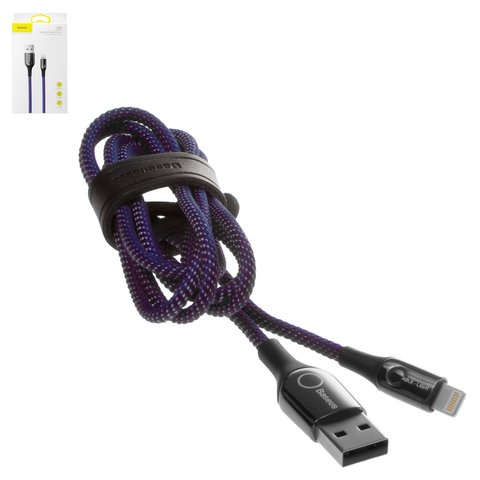 USB Cable Baseus C Shaped Light Intelligent, USB type A, Lightning, 100 cm, 2.4 A, dark blue #CALCD 03
