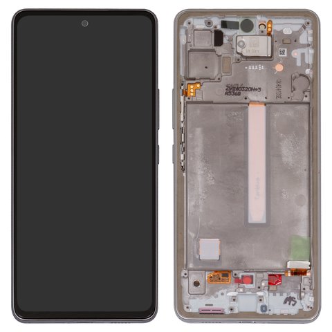 LCD compatible with Samsung A536 Galaxy A53 5G, white, with frame, Original PRC