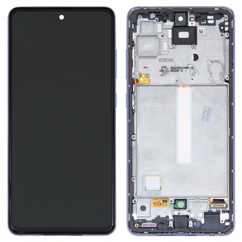 LCD compatible with Samsung A525 Galaxy A52, A526 Galaxy A52 5G, purple, with frame, original change glass