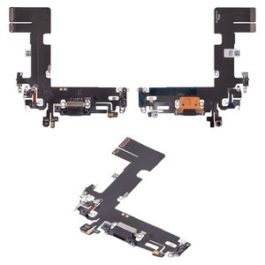 Flat Cable compatible with iPhone 13, charge connector, black, with microphone, HC 