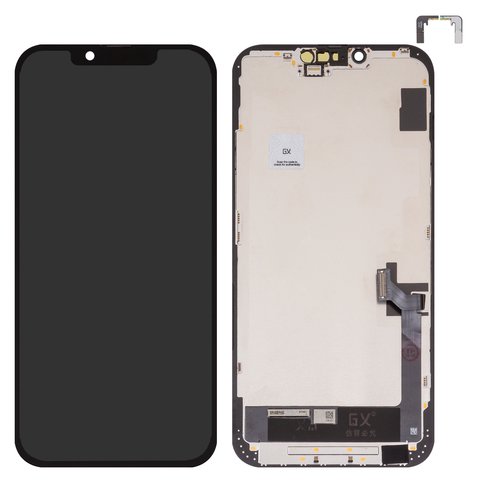 LCD compatible with iPhone 14 Plus, black, with frame, HC, without IC, OLED , GX OEM hard 