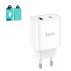 Adaptador de red Hoco C80A Plus, 20 W, Power Delivery (PD), blanco, 2 puertos, #6931474779885