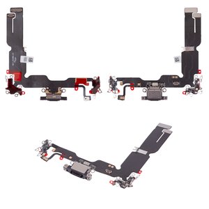 Cable flex puede usarse con iPhone 15 Plus, del conector de carga, negro, con micrófono, HC