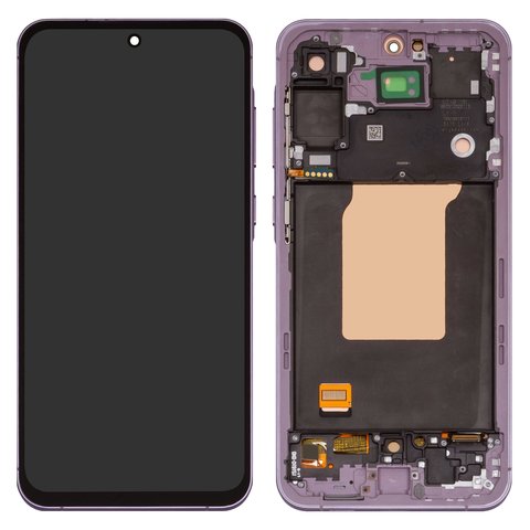 Pantalla LCD puede usarse con Samsung A556 Galaxy A55, morado, con marco, High Copy, OLED  lilac