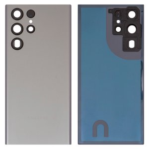 Panel trasero de carcasa puede usarse con Samsung S908B Galaxy S22 Ultra 5G, gris, con vidrio de cámara, graphite