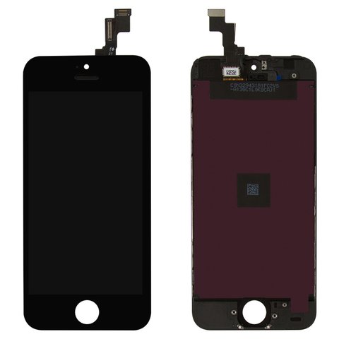 Дисплей  iPhone 5S, чорний, копія, із сенсорним екраном, з рамкою
