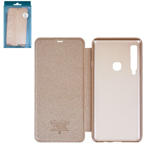 Чехол Nillkin Sparkle laser case для Samsung A920F DS Galaxy A9 2018 , золотистый, книжка, пластик, PU кожа, #6902048169432