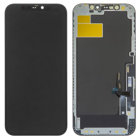 Дисплей для iPhone 12, iPhone 12 Pro, чорний, із сенсорним екраном, з рамкою, PRC, Self welded OEM