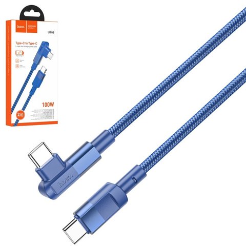 USB кабель Hoco U108, 2xUSB тип C, 2 м, 100 Вт, синій, PD, #6931474764898