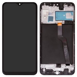Дисплей для Samsung A105 Galaxy A10, чорний, з рамкою, High Copy