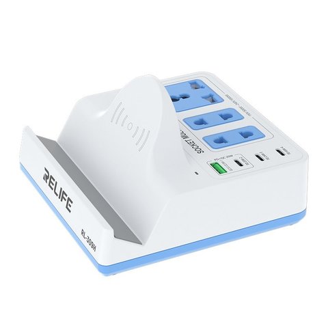 Мережевий зарядний пристрій RELIFE RL 309H, 72 Вт, Wireless Charge, Quick Charge, Power Delivery PD , з розеткою, 4 порта