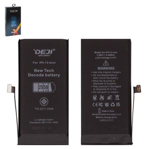 Аккумулятор Deji для Apple iPhone 13 mini, Li ion, 3,88 B, 2550 мАч, повышенная ёмкость, без ошибки, decode battery