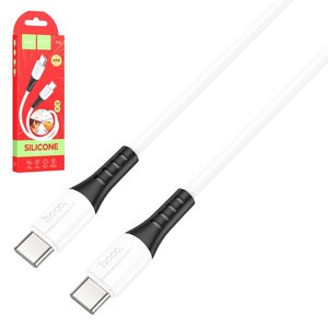 USB кабель Hoco X82, 2xUSB тип C, 100 см, 60 Вт, 3 A, белый, силиконовый, #6931474768605