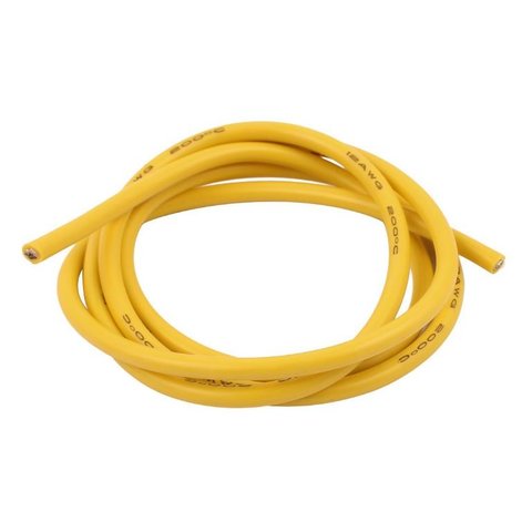 Провод в силиконовой изоляции 12AWG, 3,31 мм², 1 м, желтый